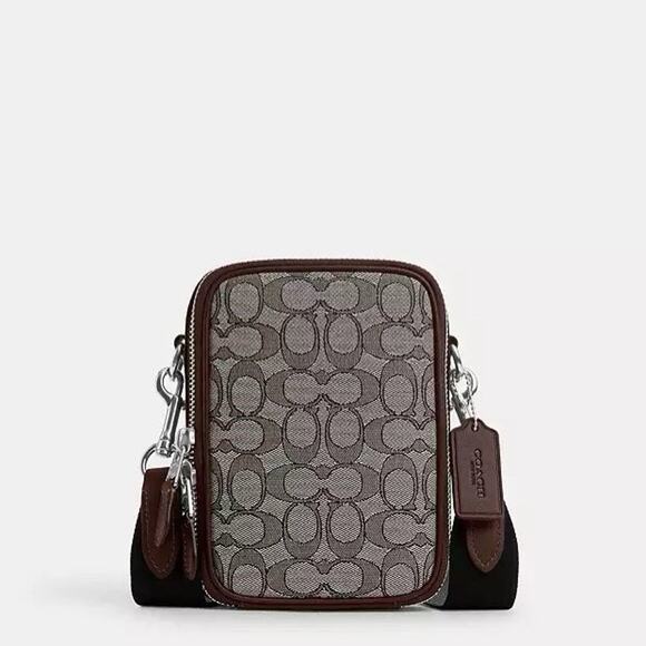 NWT Coach Men's Stanton Crossbody In Signature Jacquard Silver/Oak/Maple CH097 - Picture 6 of 9